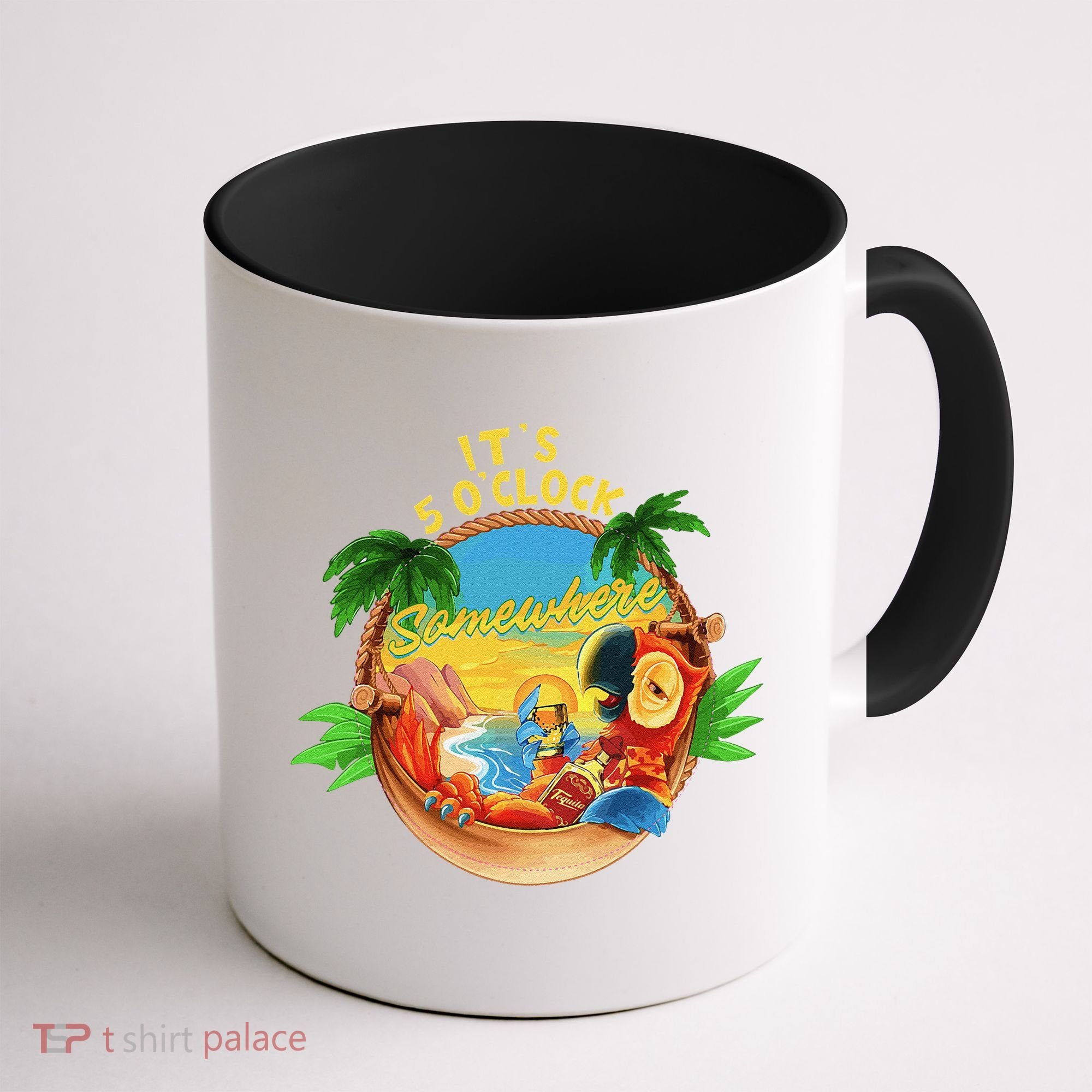 It Is 5 O'clock Somewhere Parrot Drinking Summer Vacation Coffee Mug