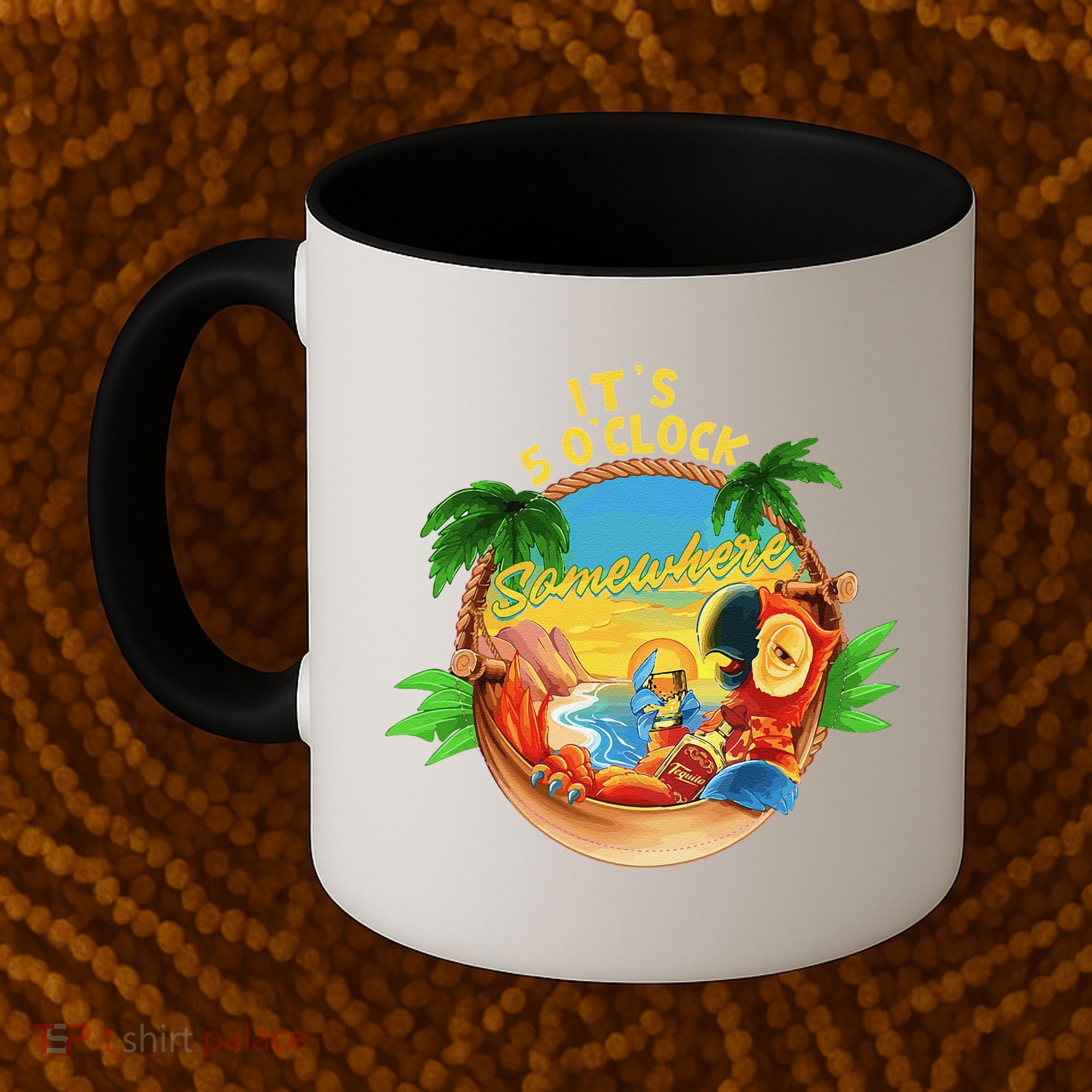 It Is 5 O'clock Somewhere Parrot Drinking Summer Vacation Coffee Mug