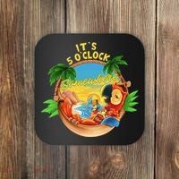 It Is 5 O'clock Somewhere Parrot Drinking Summer Vacation Coaster thumb 0