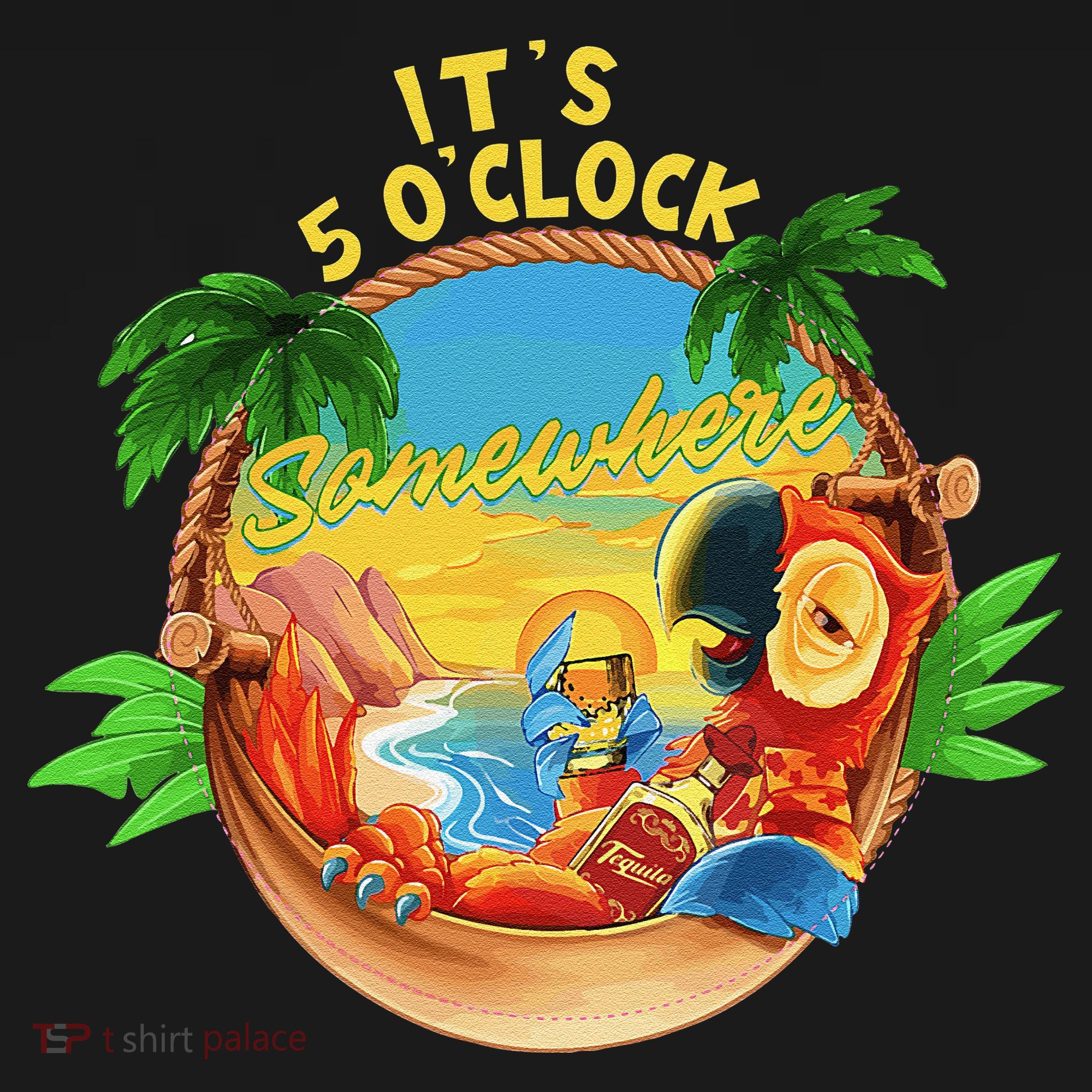 It Is 5 O'clock Somewhere Parrot Drinking Summer Vacation Pajama Set