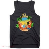 It Is 5 O'clock Somewhere Parrot Drinking Summer Vacation Tank Top thumb 0