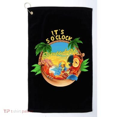 It Is 5 O'clock Somewhere Parrot Drinking Summer Vacation Golf Towel