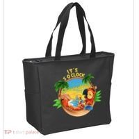 It Is 5 O'clock Somewhere Parrot Drinking Summer Vacation Tote Bag thumb 2