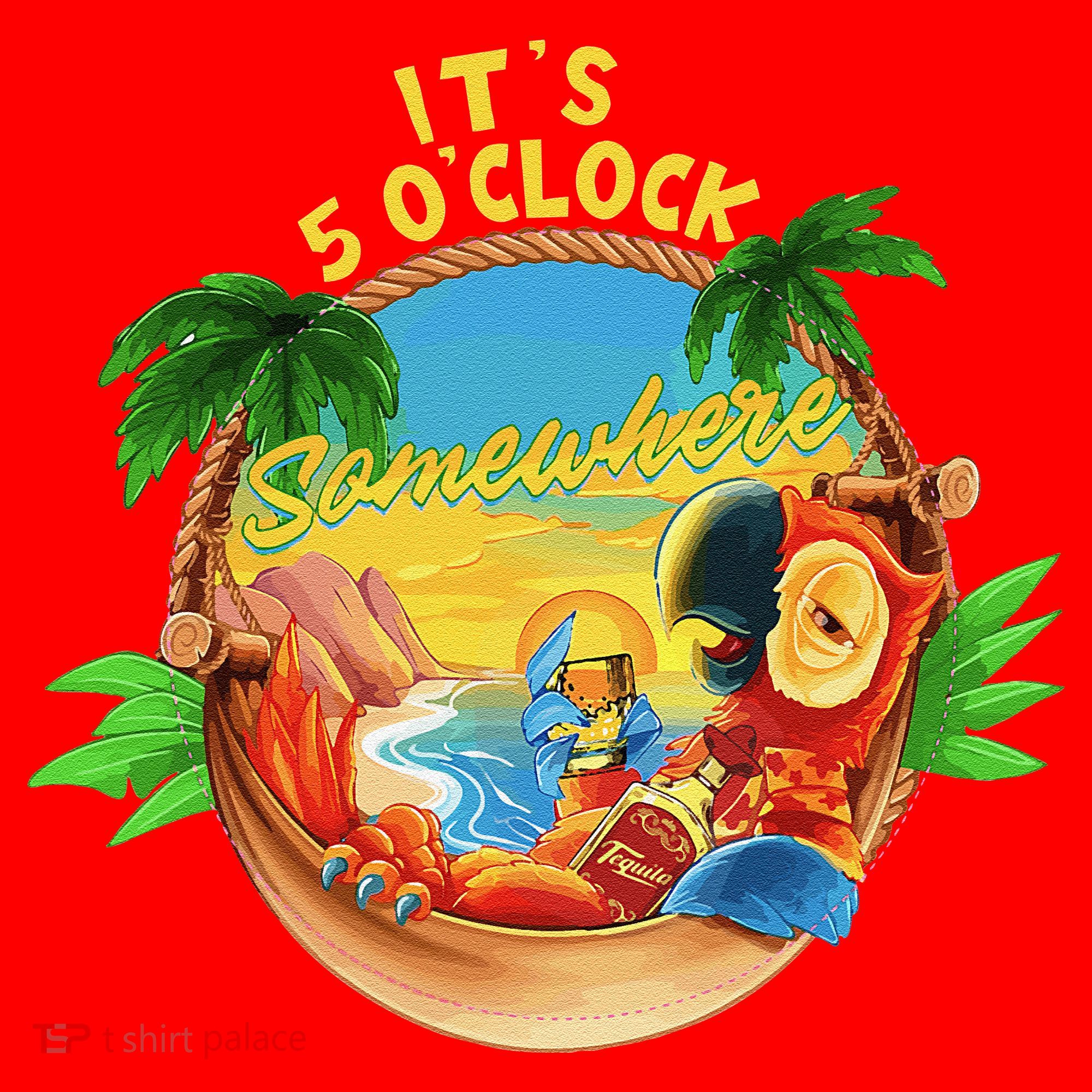 It Is 5 O'clock Somewhere Parrot Drinking Summer Vacation Santa Hat