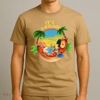 It Is 5 O'clock Somewhere Parrot Drinking Summer Vacation T-Shirt thumb 3