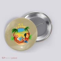 It Is 5 O'clock Somewhere Parrot Drinking Summer Vacation Button thumb 0