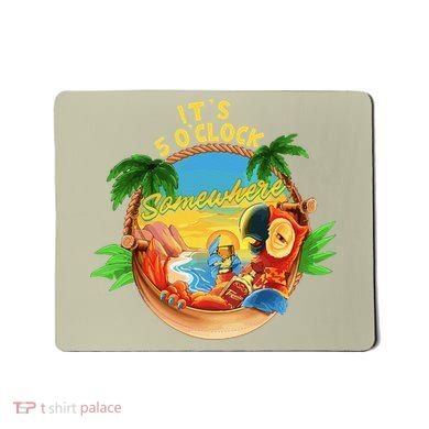 It Is 5 O'clock Somewhere Parrot Drinking Summer Vacation Mousepad