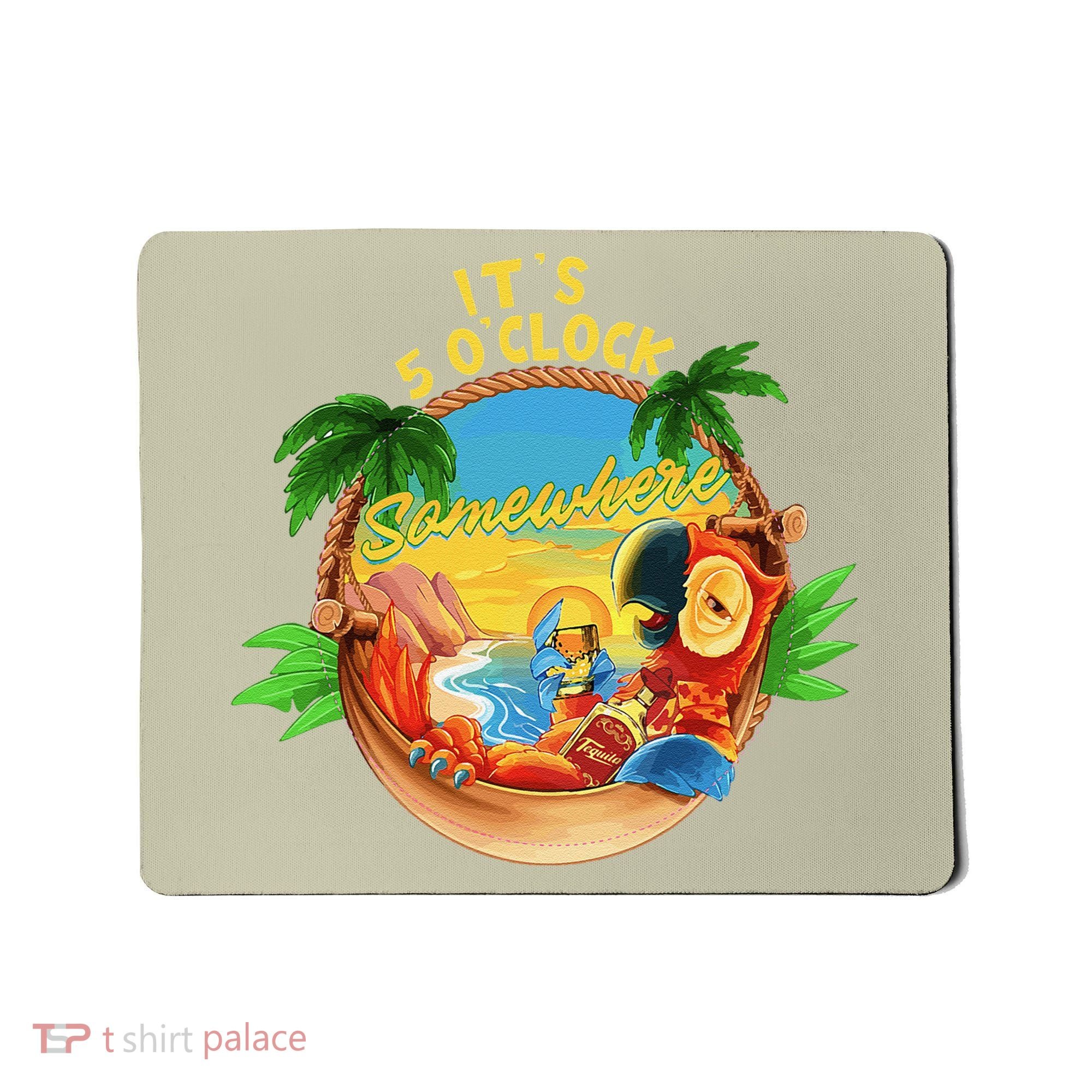 It Is 5 O'clock Somewhere Parrot Drinking Summer Vacation Mousepad