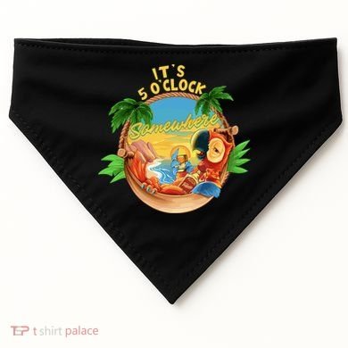 It Is 5 Oclock Somewhere Parrot Drinking Summer Vacation USA-Made Doggie Bandana