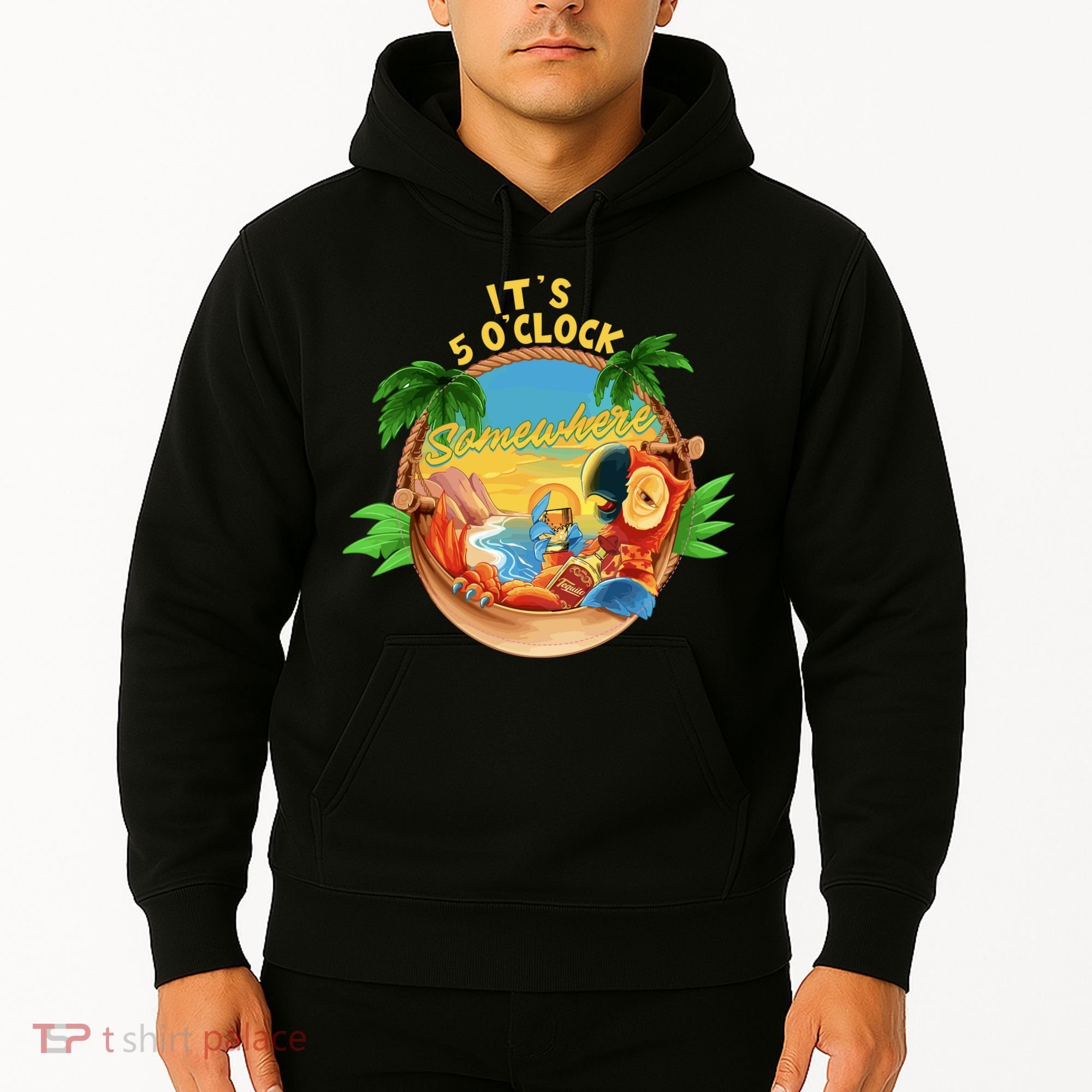 It Is 5 Oclock Somewhere Parrot Drinking Summer Vacation Hoodie