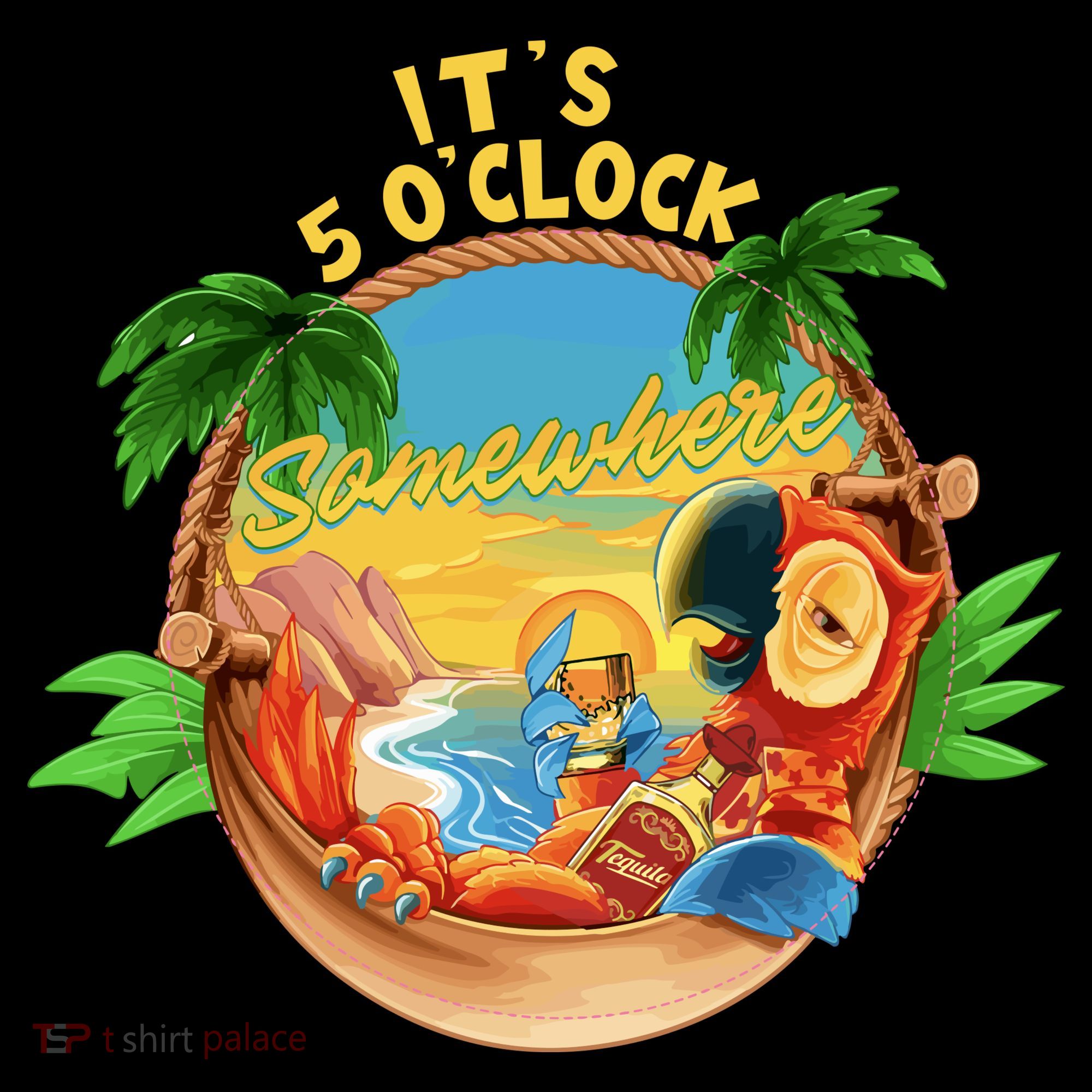 It Is 5 Oclock Somewhere Parrot Drinking Summer Vacation Long Sleeve Shirt