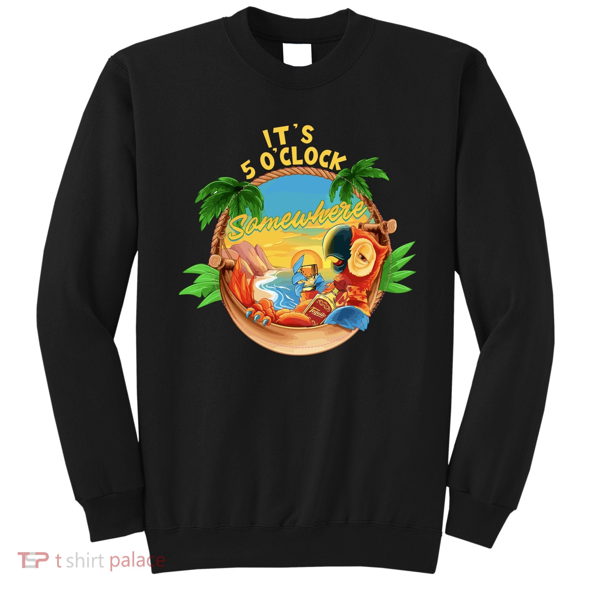 It Is 5 Oclock Somewhere Parrot Drinking Summer Vacation Sweatshirt