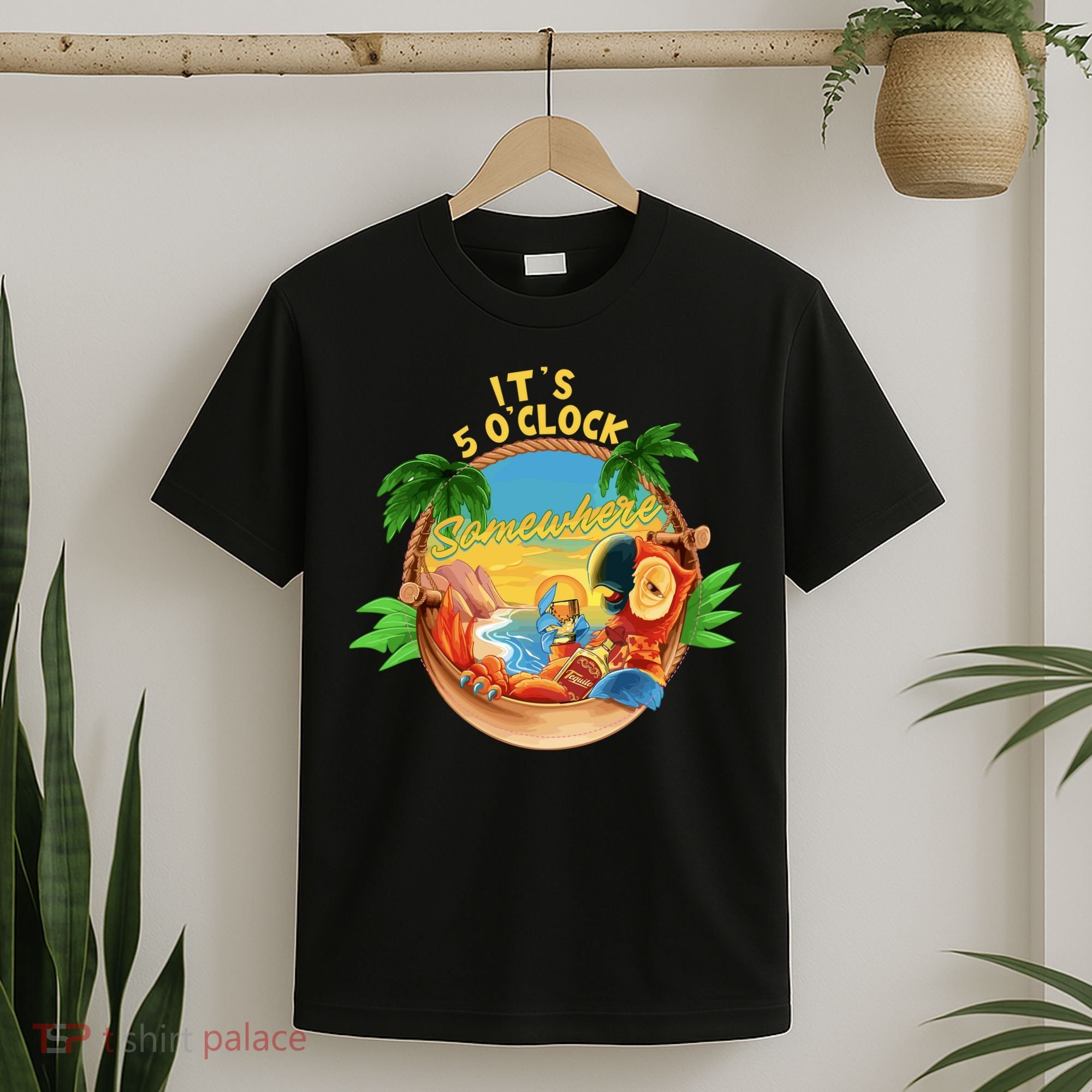 It Is 5 Oclock Somewhere Parrot Drinking Summer Vacation T-Shirt
