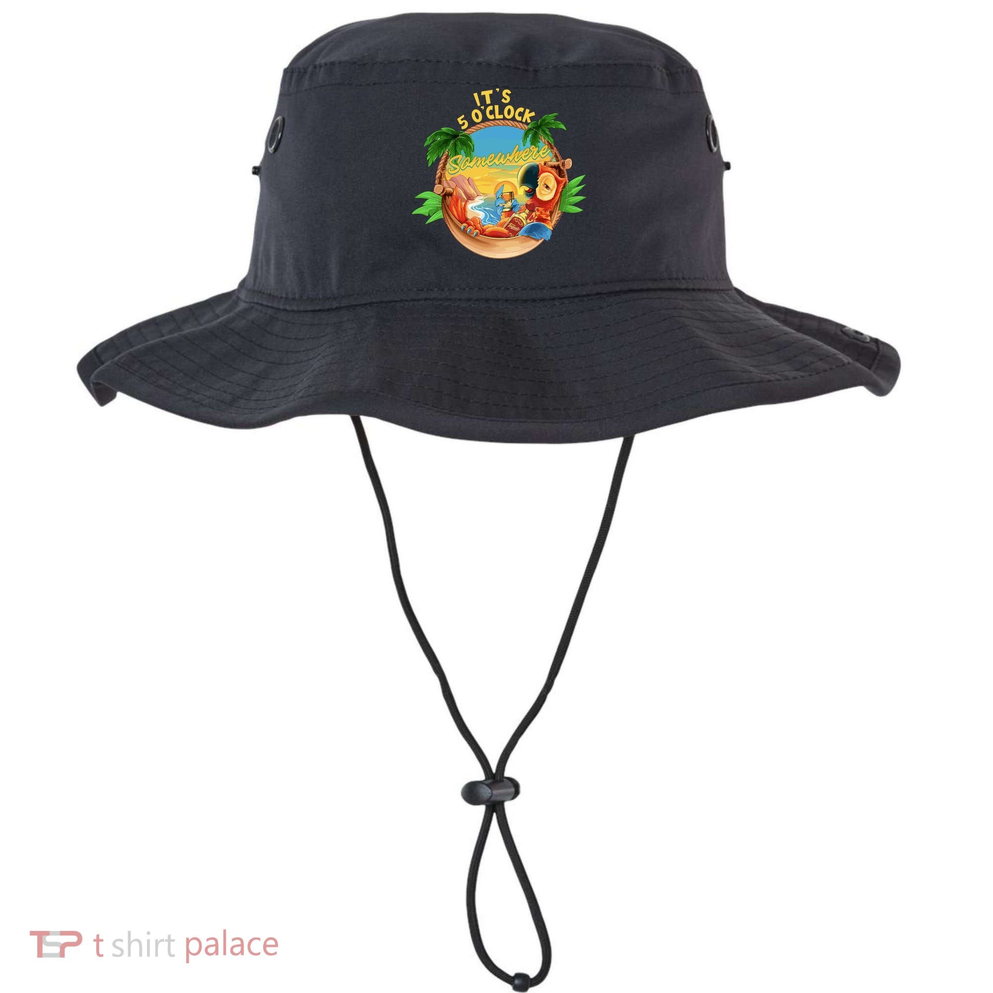 It Is 5 Oclock Somewhere Parrot Drinking Summer Vacation Bucket Hat