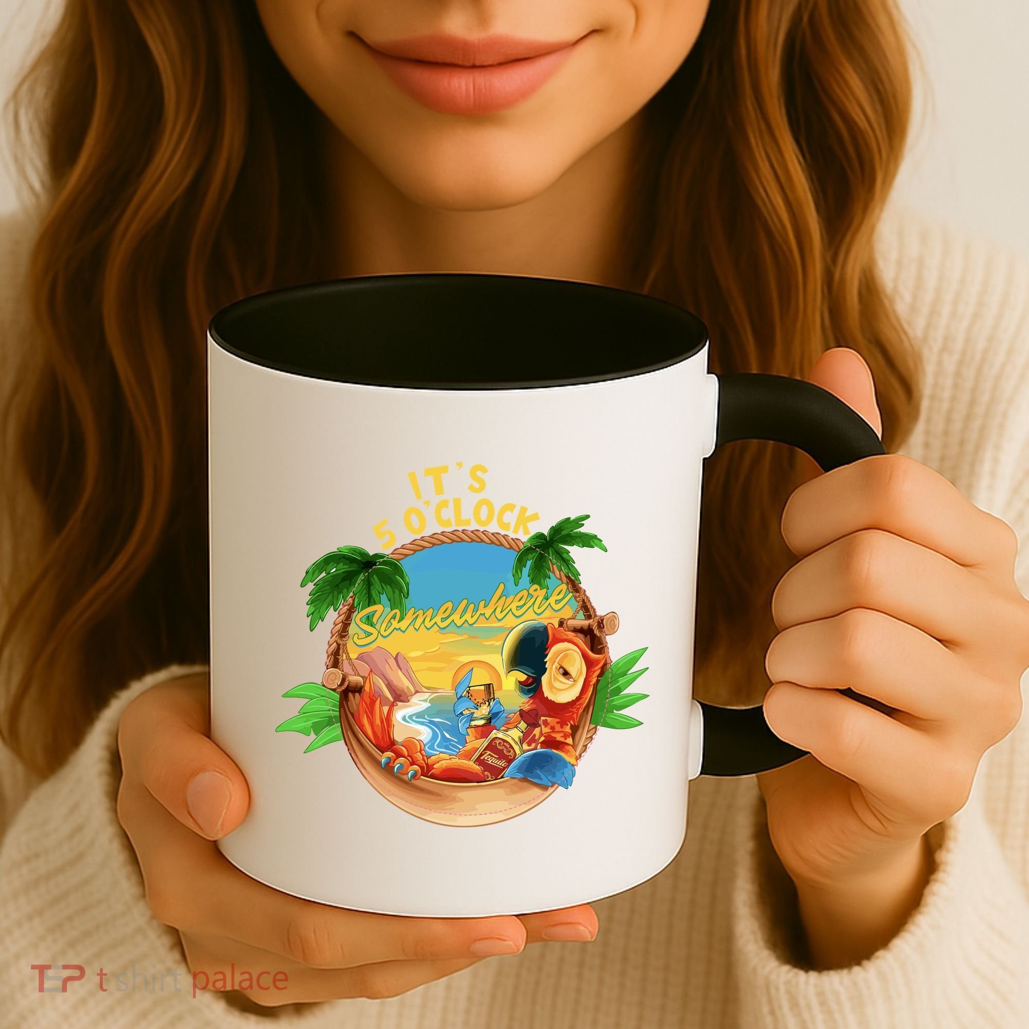It Is 5 Oclock Somewhere Parrot Drinking Summer Vacation Coffee Mug