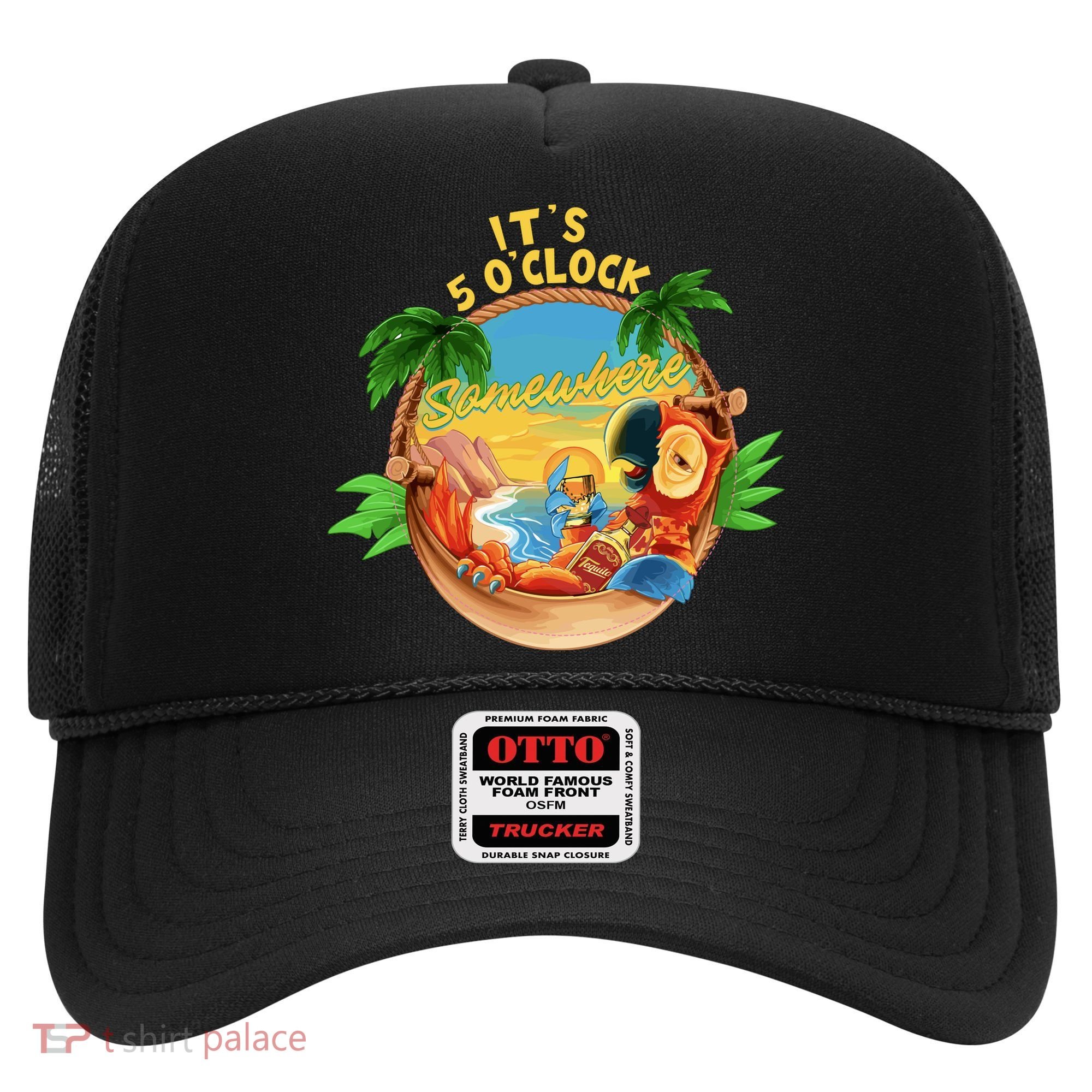 It Is 5 Oclock Somewhere Parrot Drinking Summer Vacation Hat