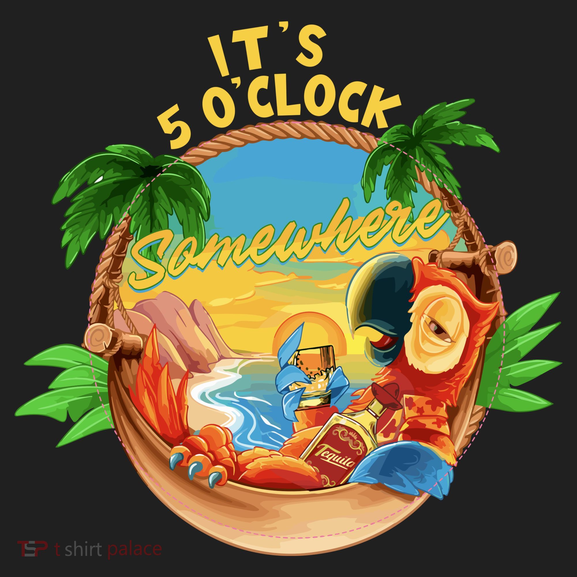 It Is 5 Oclock Somewhere Parrot Drinking Summer Vacation Hat
