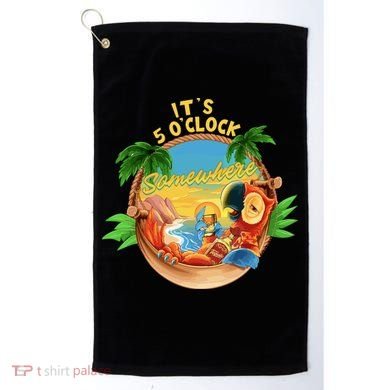 It Is 5 Oclock Somewhere Parrot Drinking Summer Vacation Golf Towel