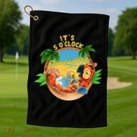It Is 5 Oclock Somewhere Parrot Drinking Summer Vacation Golf Towel thumb 1