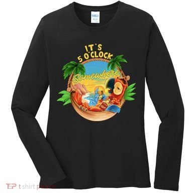 It Is 5 Oclock Somewhere Parrot Drinking Summer Vacation Women's Long Sleeve Shirt