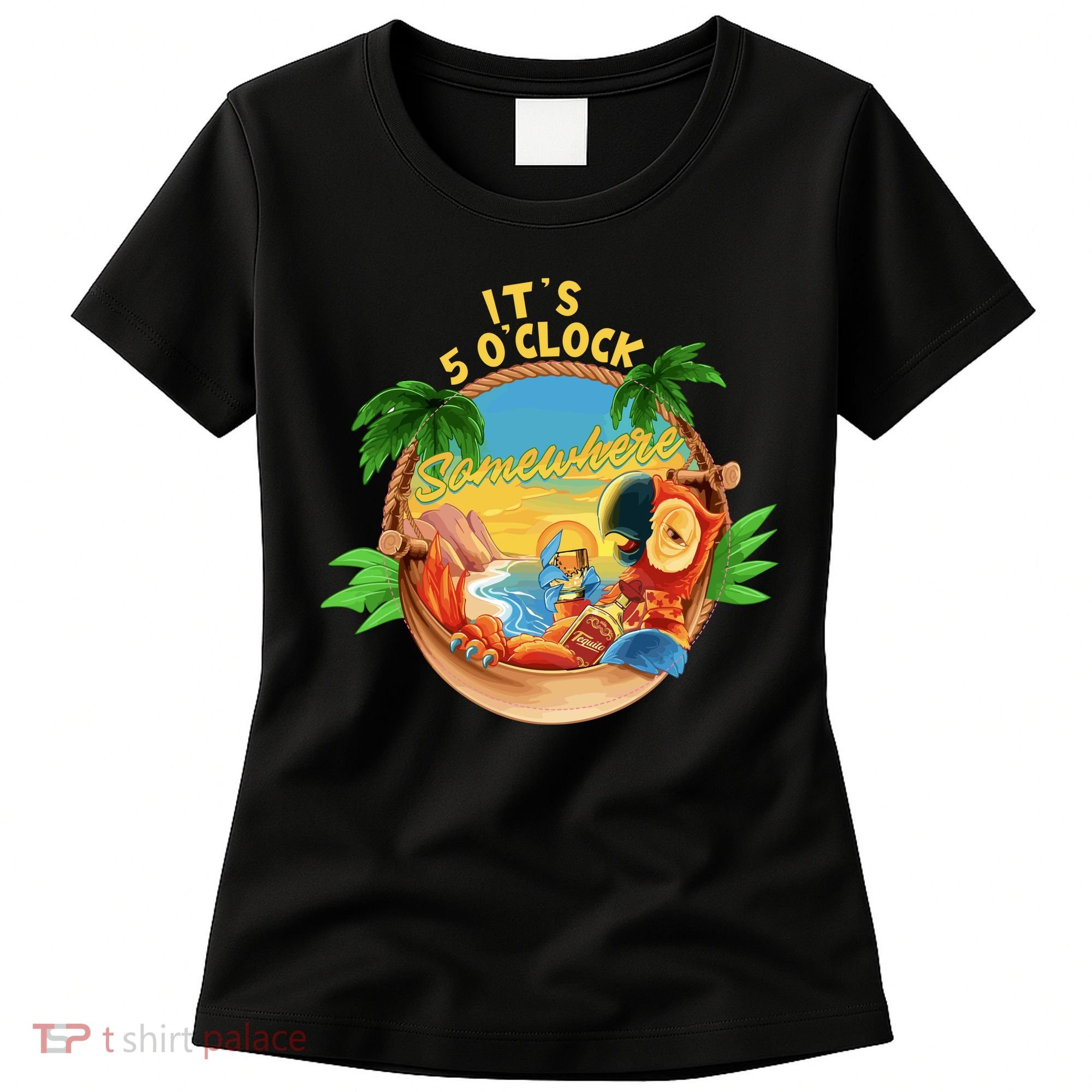 It Is 5 Oclock Somewhere Parrot Drinking Summer Vacation Women's T-Shirt