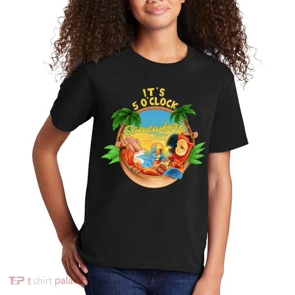 It Is 5 Oclock Somewhere Parrot Drinking Summer Vacation Kids T-Shirt