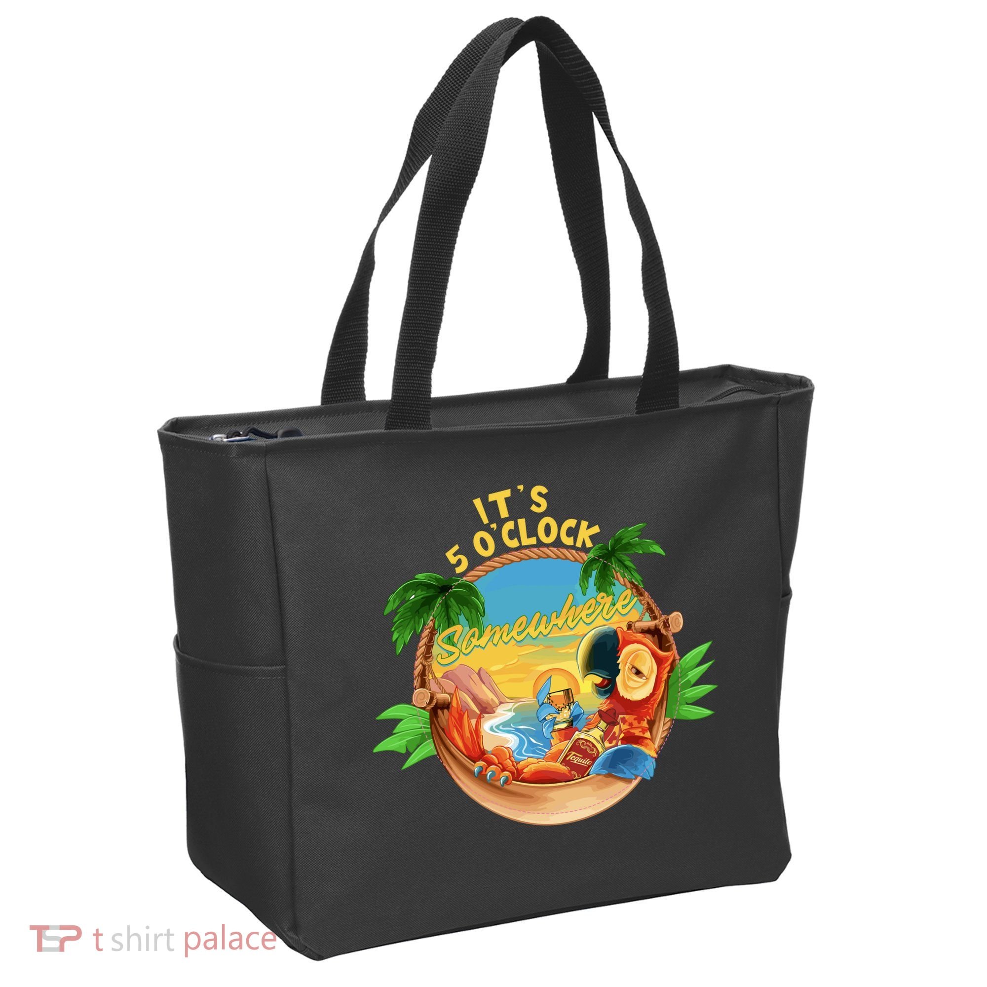 It Is 5 Oclock Somewhere Parrot Drinking Summer Vacation Tote Bag