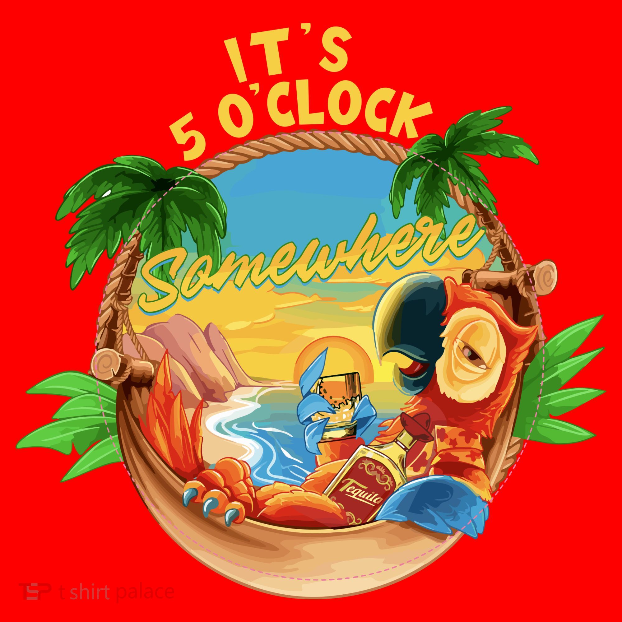 It Is 5 Oclock Somewhere Parrot Drinking Summer Vacation Santa Hat