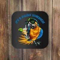It Is 5 Oclock Somewhere Parrot Drinking Summer Vacation Coaster thumb 0