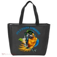 It Is 5 Oclock Somewhere Parrot Drinking Summer Vacation Tote Bag thumb 0