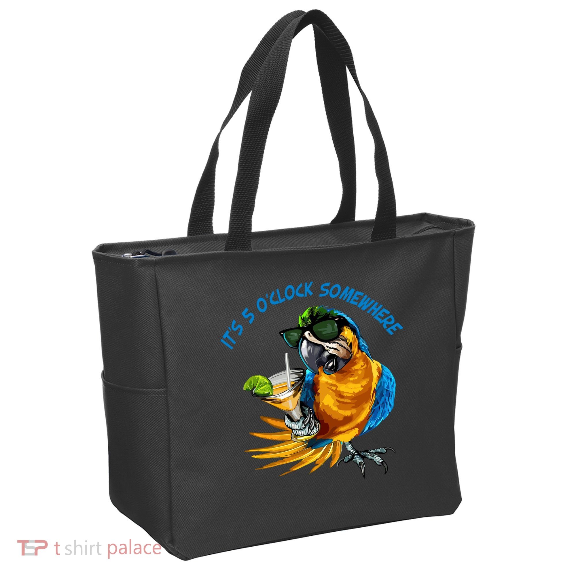 It Is 5 Oclock Somewhere Parrot Drinking Summer Vacation Tote Bag