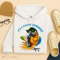 It Is 5 Oclock Somewhere Parrot Drinking Summer Vacation Hoodie thumb 4