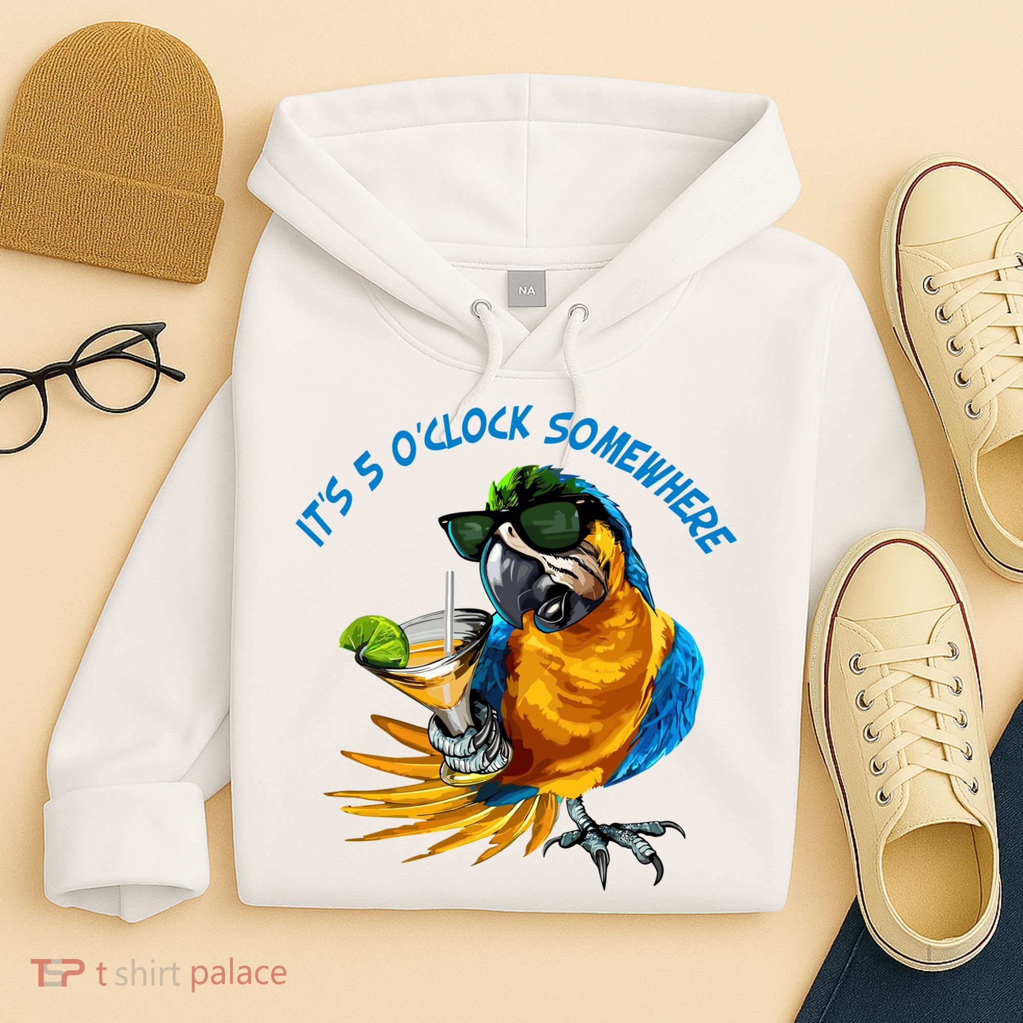 It Is 5 Oclock Somewhere Parrot Drinking Summer Vacation Hoodie