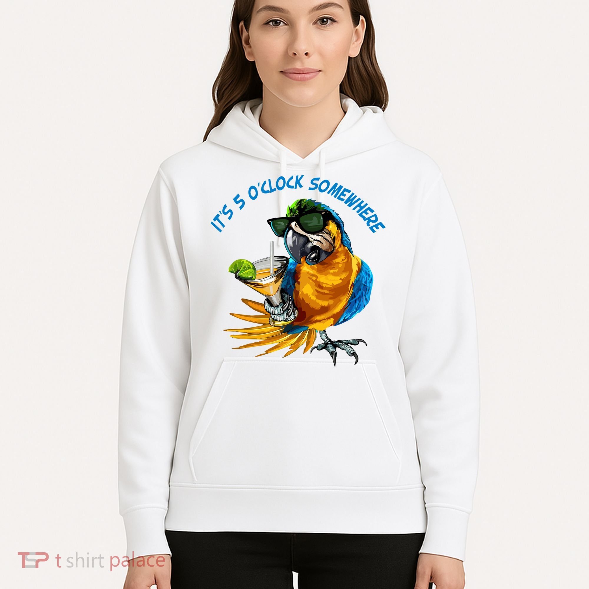 It Is 5 Oclock Somewhere Parrot Drinking Summer Vacation Hoodie