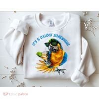 It Is 5 Oclock Somewhere Parrot Drinking Summer Vacation Sweatshirt thumb 2