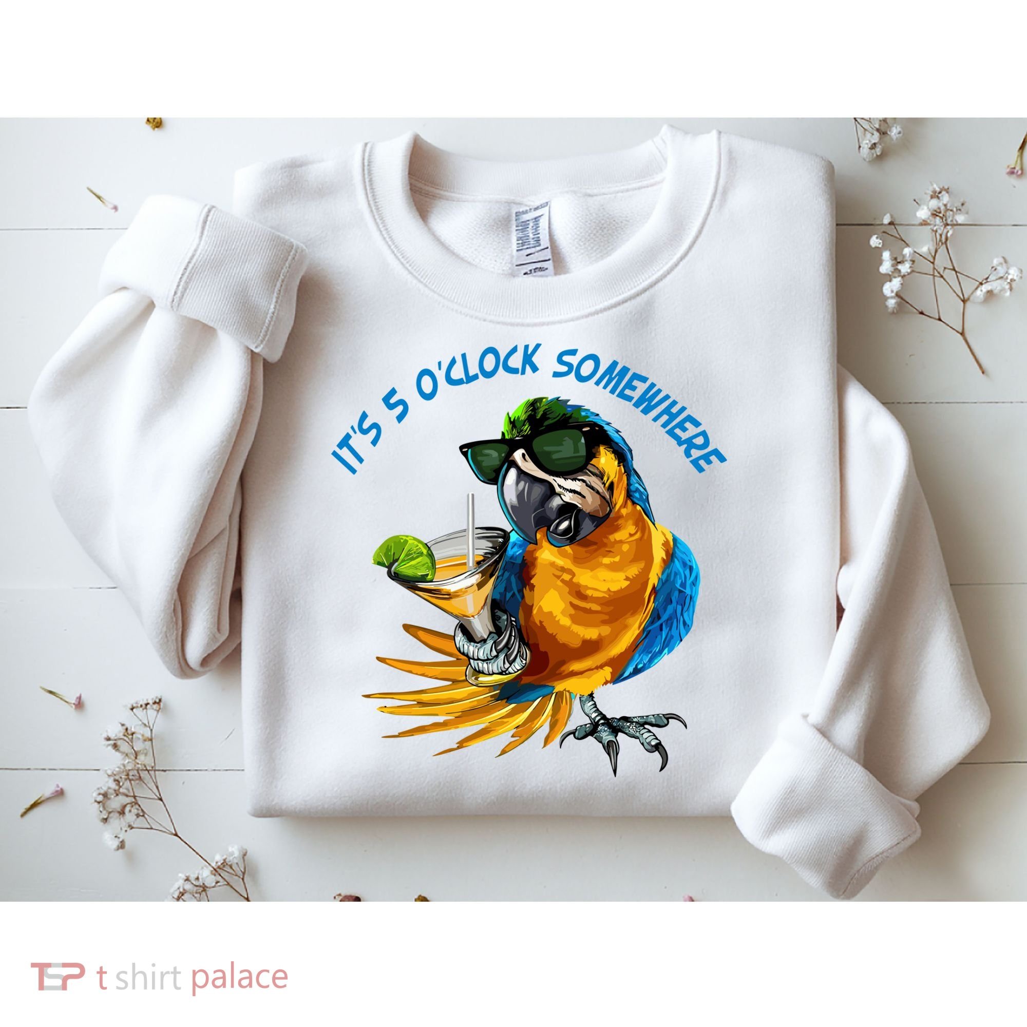 It Is 5 Oclock Somewhere Parrot Drinking Summer Vacation Sweatshirt