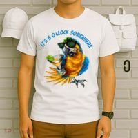 It Is 5 Oclock Somewhere Parrot Drinking Summer Vacation T-Shirt thumb 6