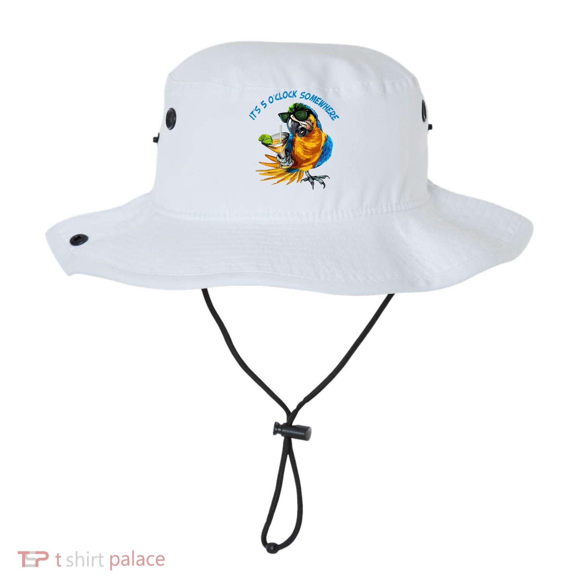 It Is 5 Oclock Somewhere Parrot Drinking Summer Vacation Bucket Hat