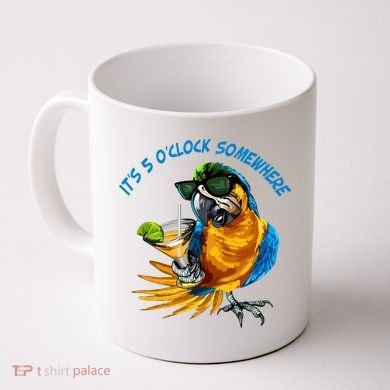It Is 5 Oclock Somewhere Parrot Drinking Summer Vacation Coffee Mug