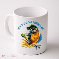 It Is 5 Oclock Somewhere Parrot Drinking Summer Vacation Coffee Mug thumb 0