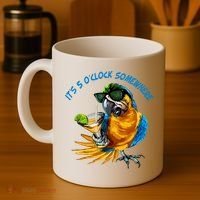 It Is 5 Oclock Somewhere Parrot Drinking Summer Vacation Coffee Mug thumb 4