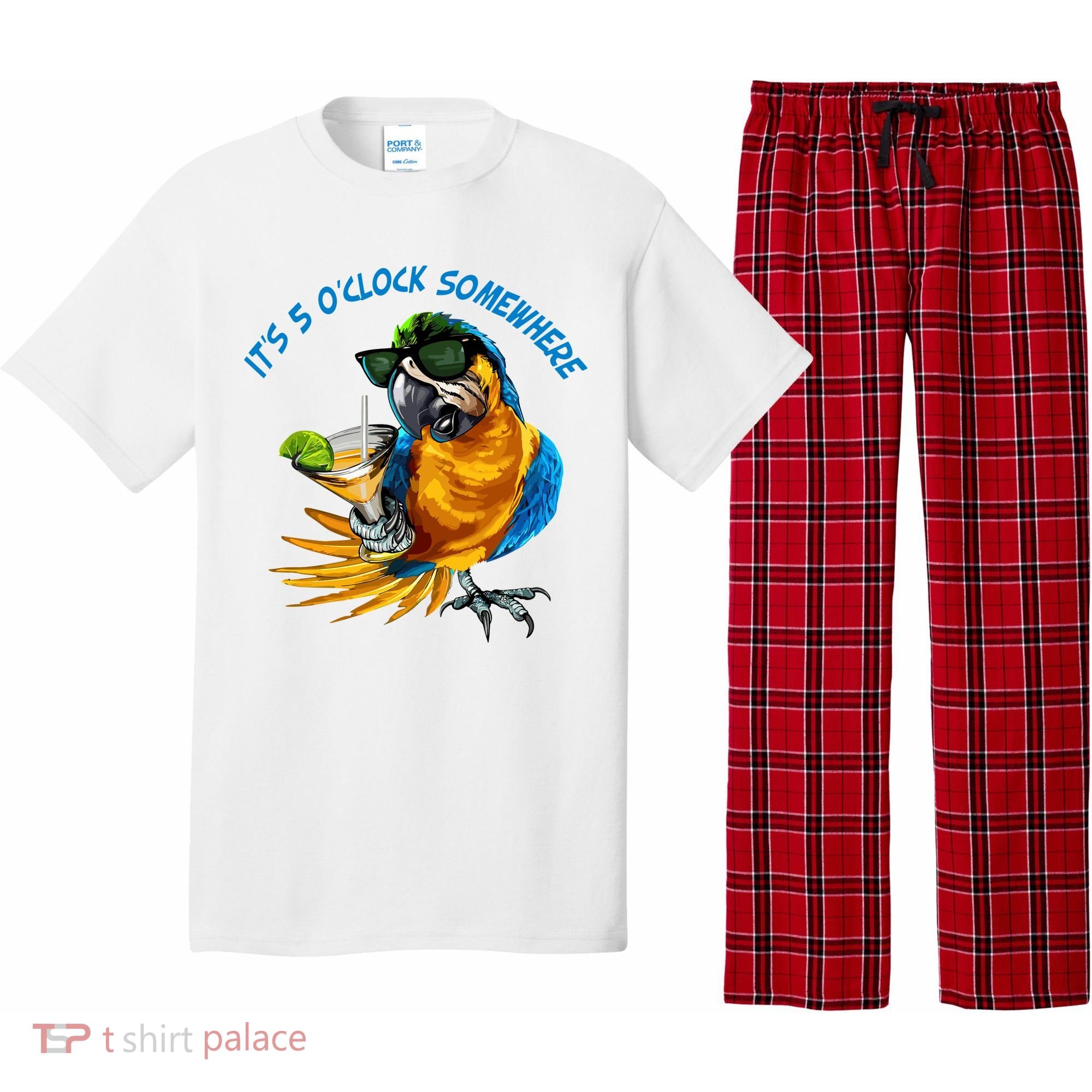 It Is 5 Oclock Somewhere Parrot Drinking Summer Vacation Pajama Set