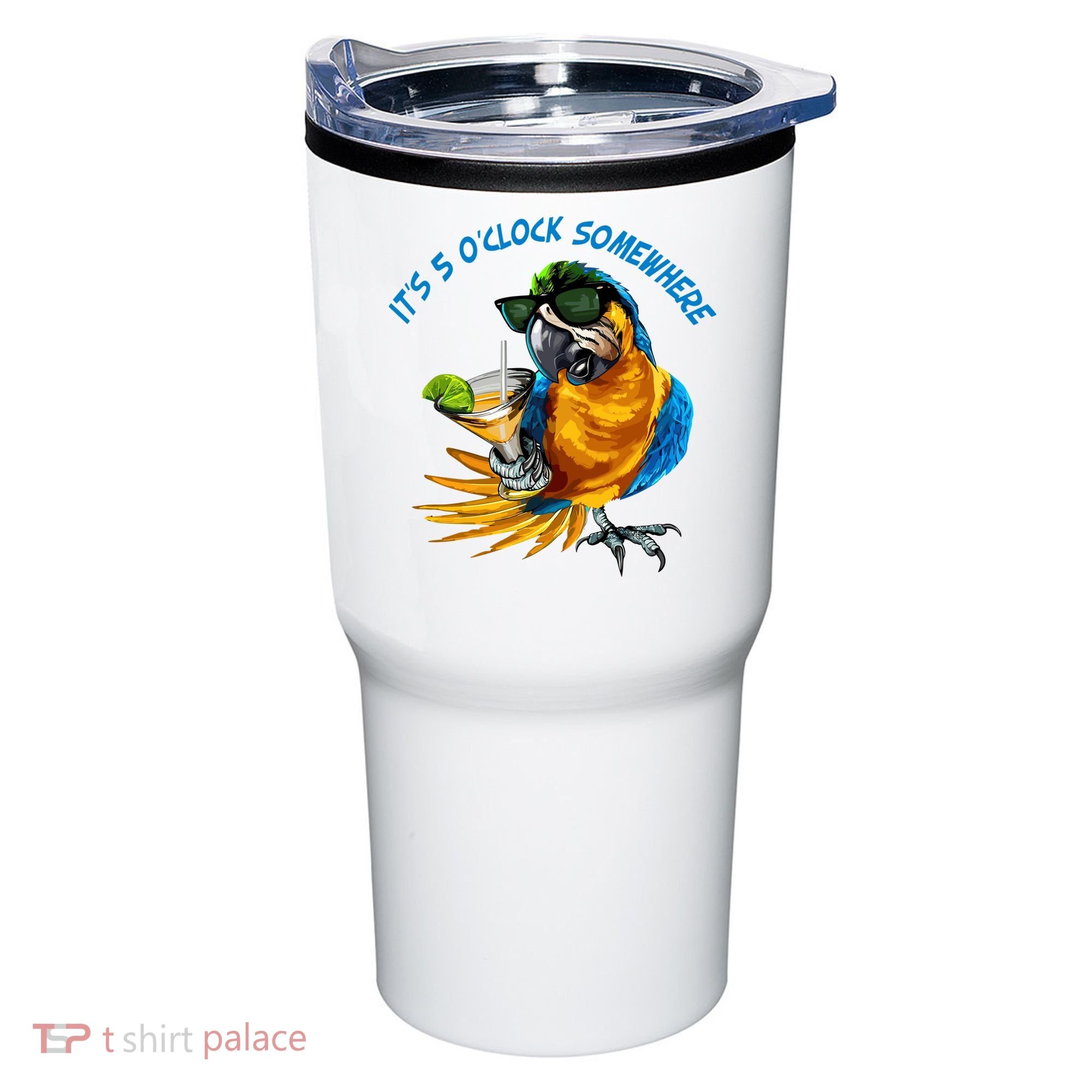 It Is 5 Oclock Somewhere Parrot Drinking Summer Vacation Tumbler
