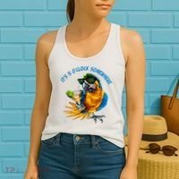 It Is 5 Oclock Somewhere Parrot Drinking Summer Vacation Women's Tank Top thumb 2