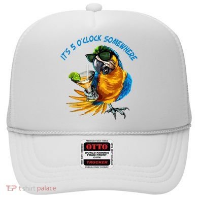 It Is 5 Oclock Somewhere Parrot Drinking Summer Vacation Hat