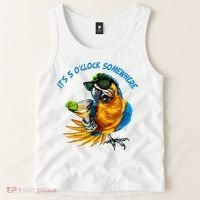 It Is 5 Oclock Somewhere Parrot Drinking Summer Vacation Tank Top thumb 2