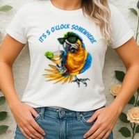 It Is 5 Oclock Somewhere Parrot Drinking Summer Vacation Women's T-Shirt thumb 2
