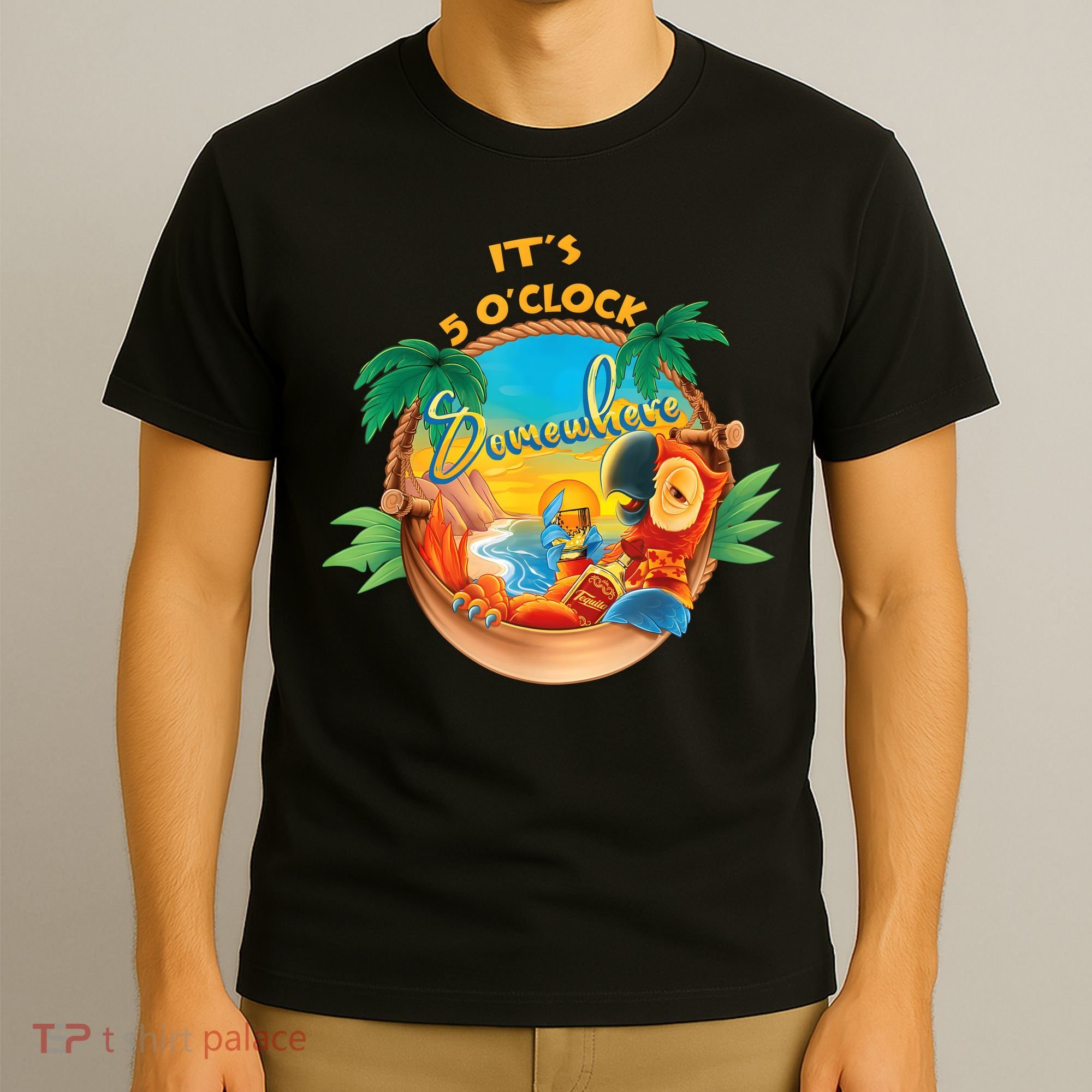 It Is 5 Oclock Somewhere Drinking Parrot T-Shirt