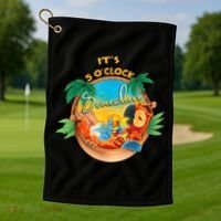 It Is 5 Oclock Somewhere Drinking Parrot Golf Towel thumb 1