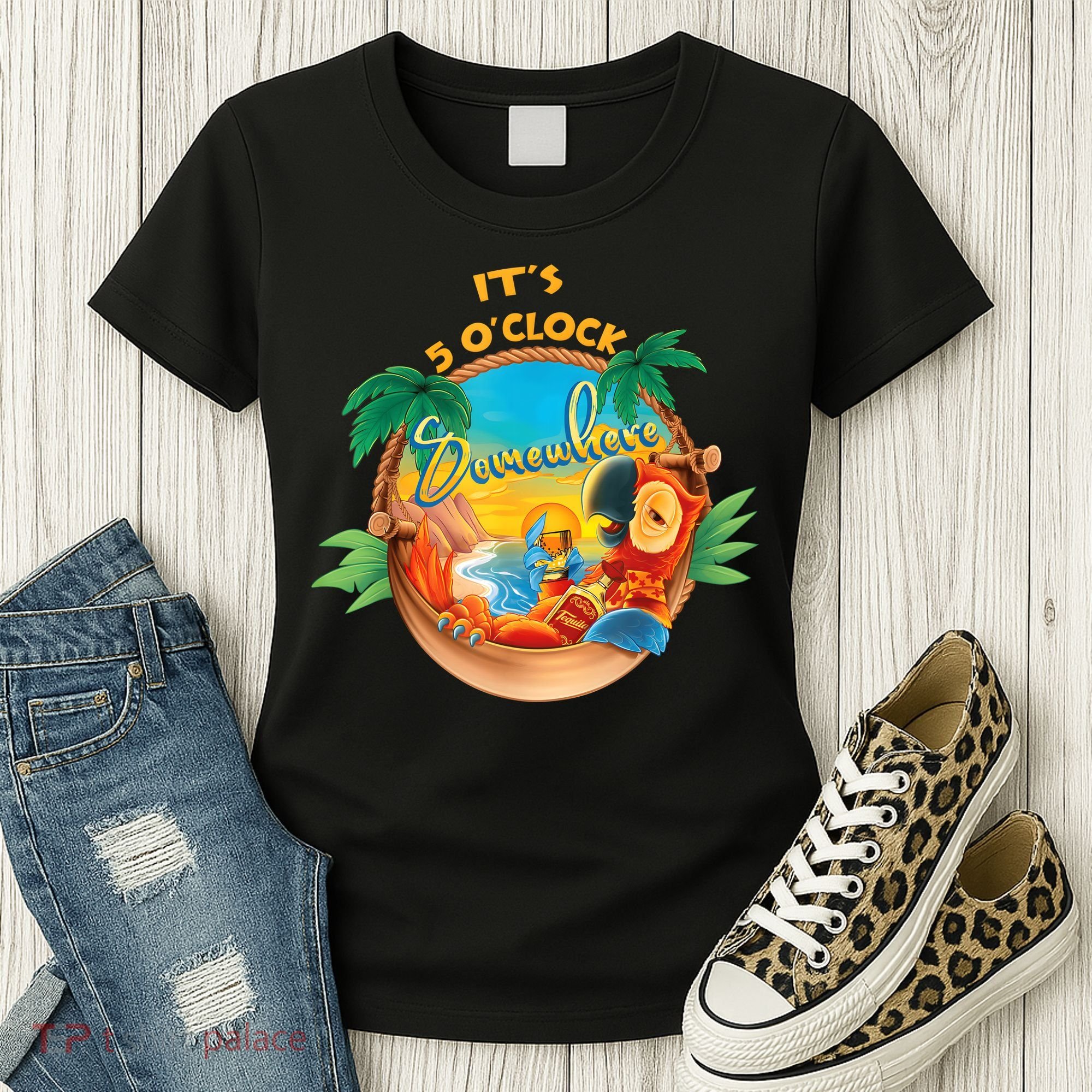 It Is 5 Oclock Somewhere Drinking Parrot Women's T-Shirt